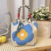 Hkb9073 blue stars big flowers-ring buckle bag