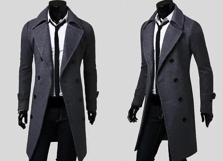 Wholesale Men's Trench Coat Slim Long Jackets And Coats Overcoat Double ...