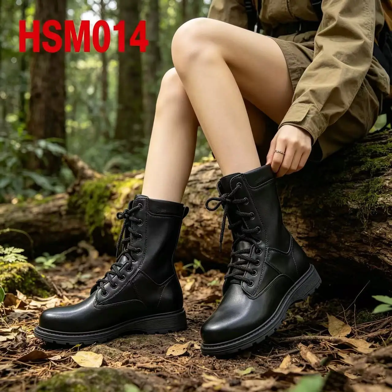 ZYF,Premium Series Full Natural Cow Leather Black Marching Boots Rugged Ground High-performance Sole Men Training Boots HSM014