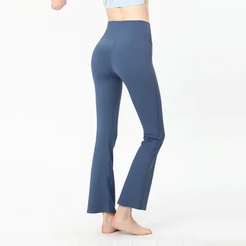 High waist hip lift yoga pants for women to wear as outerwear, slim flared dance pants for training, nude sports fitness pants