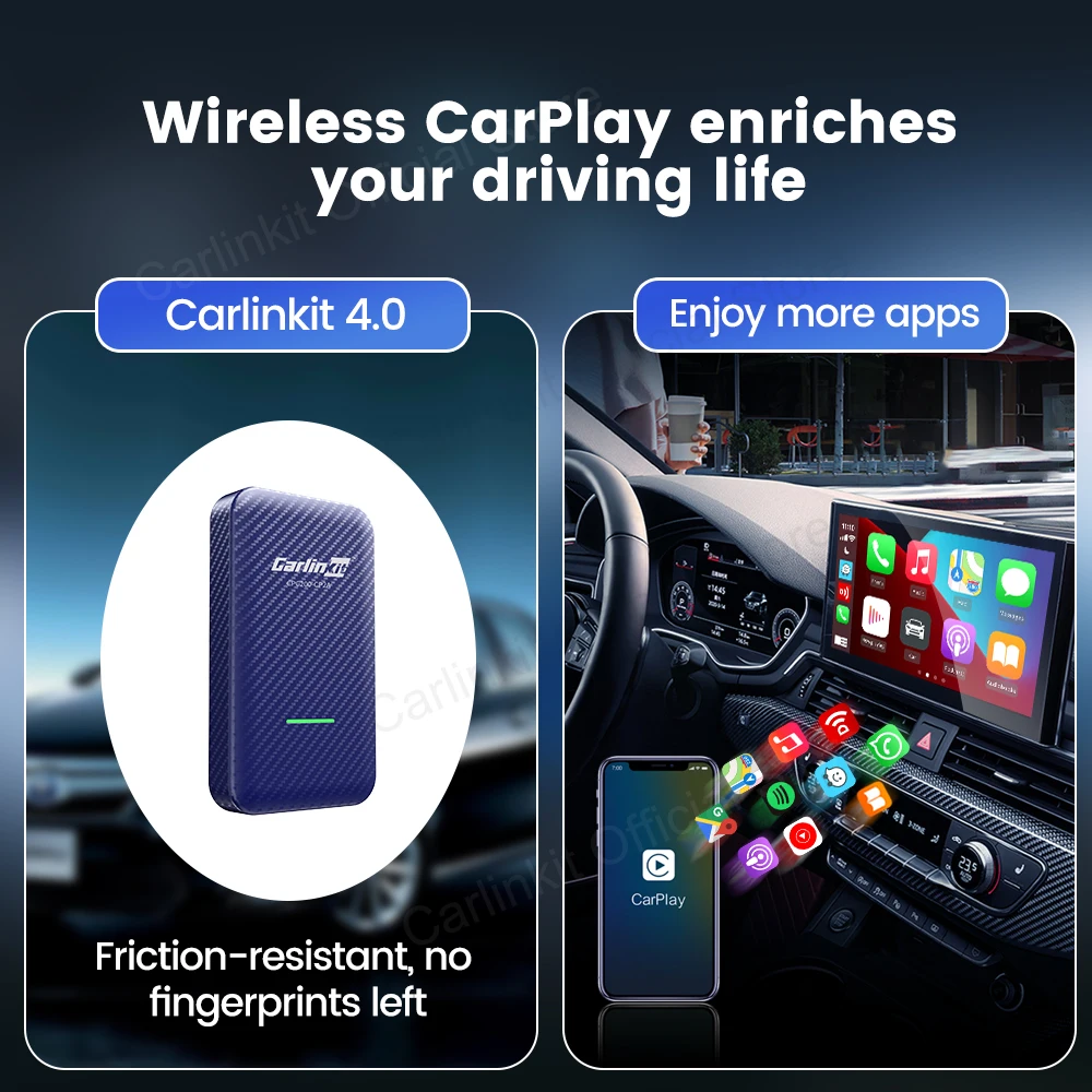 Adaptateur sans fil Carlinkit CP2A pour Apple Carplay/Android Auto - Bleu 