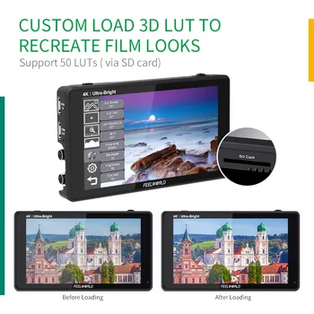 FEELWORLD LUT6 Camera Monitor 6 Inch 2600nits Ultra Bright IPS Screen for Outdoor Shooting 4K Input Output Touch Screen OEM detail image