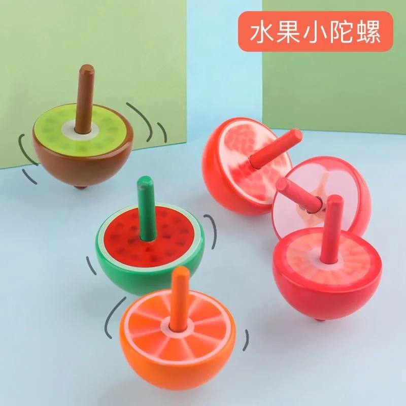 Экологически чистый фруктовый оранжевый необработанный дерево, деревянная игрушка, вращающийся Топ, деревянный гироскоп для детей, веселые игрушки