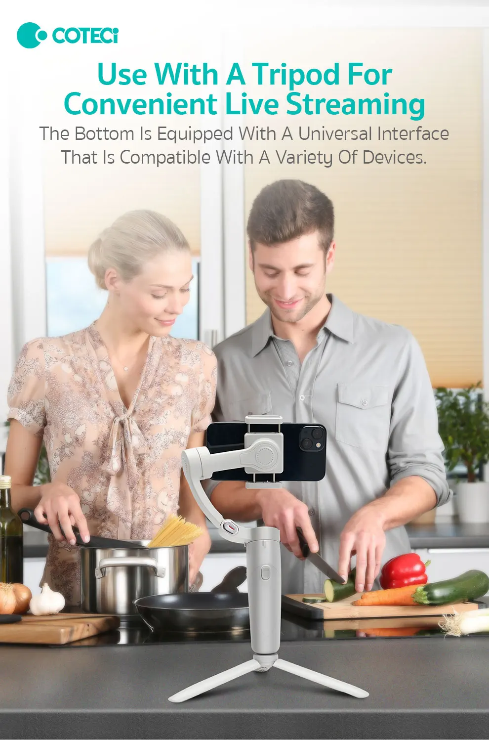 COTECi 3-Axis Smartphone Gimbal Stabilizer Smart Selfie Stick Face Tracking for Video Camera Mobile Phone Control Action Camera