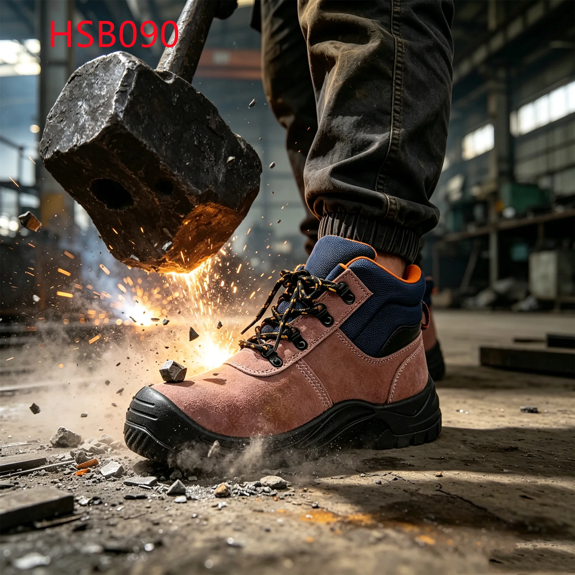 LXG,Heavy Industry Steel Toe Cap Insert Hua Singh Safety Shoes  Anti-scratch Natural Suede Leather Dusty Pink Work Boots HSB090