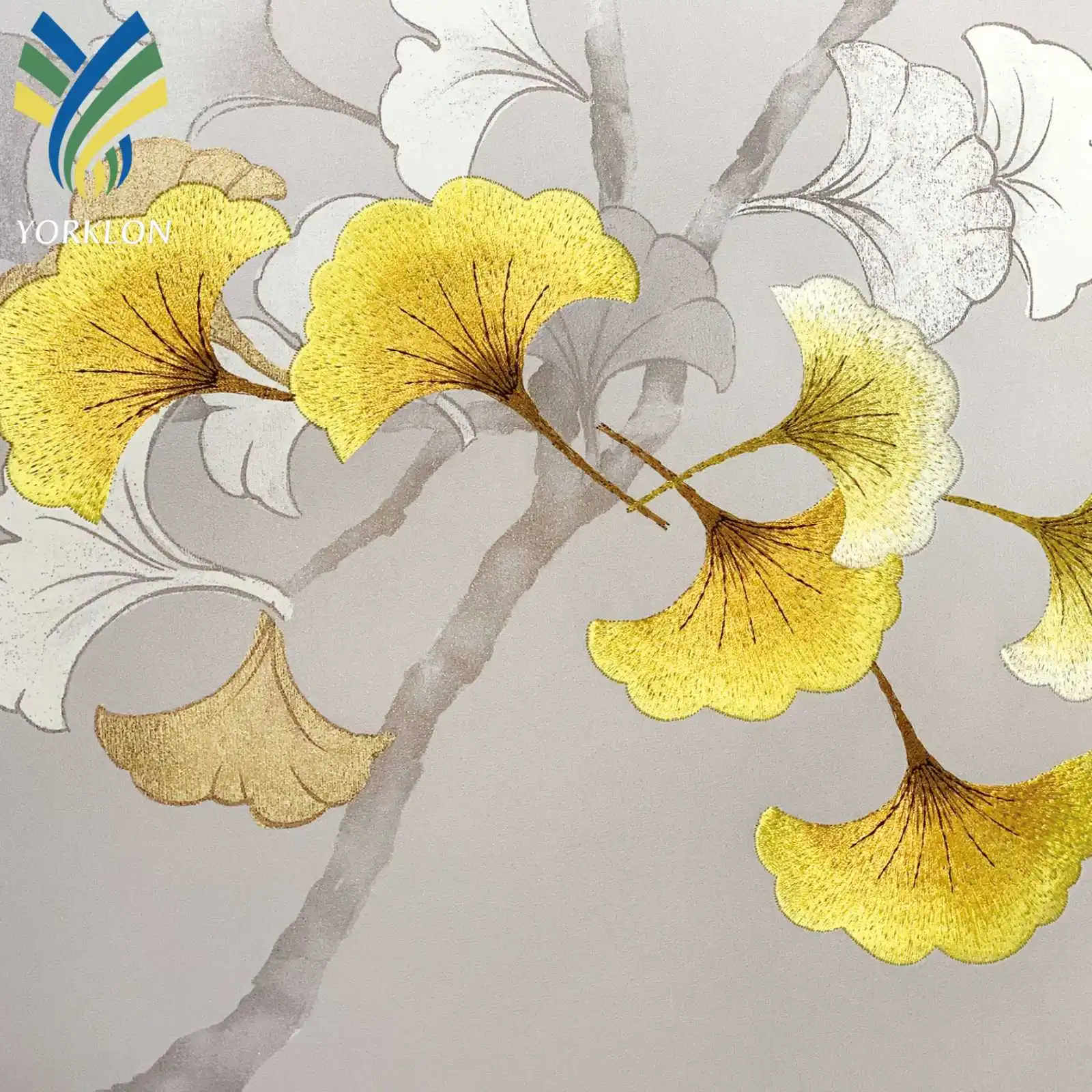 Custom Waterproof Mural Wall Paper Lotus Flower Leaf Trees Embroidery Wallpaper with Birds for Living Room Chinoiserie Style