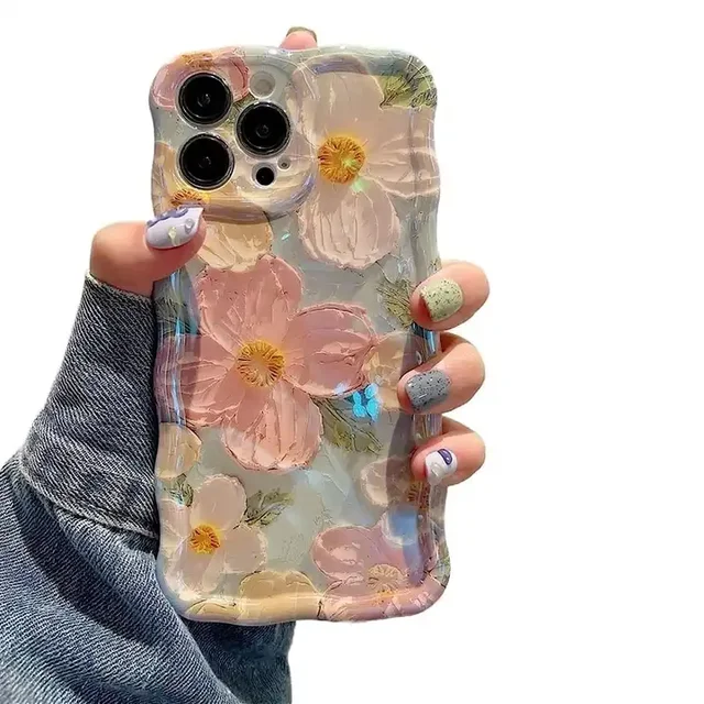 Suitable for high-end art oil painting flowers 15promax phone case Apple 14 women 12pro silicone 11 Blu ray