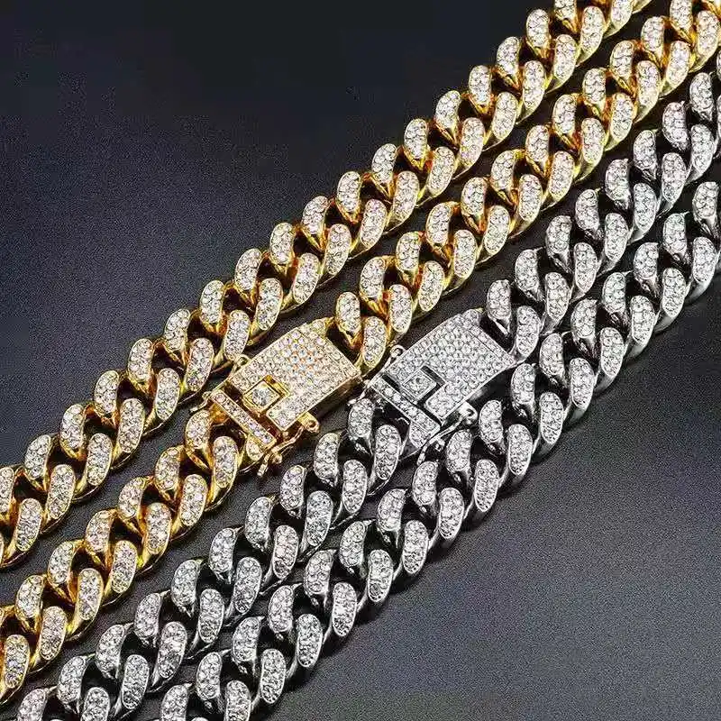 Full Iced Out Watch Mens Cuban Link Chain Bracelet Necklace Choker ...