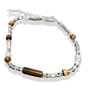 Unique Handmade Bracelet with Mixed Natural Stones Silver Tone Beads Fashionable Boho Style Jewelry for Women Trendy Accessory