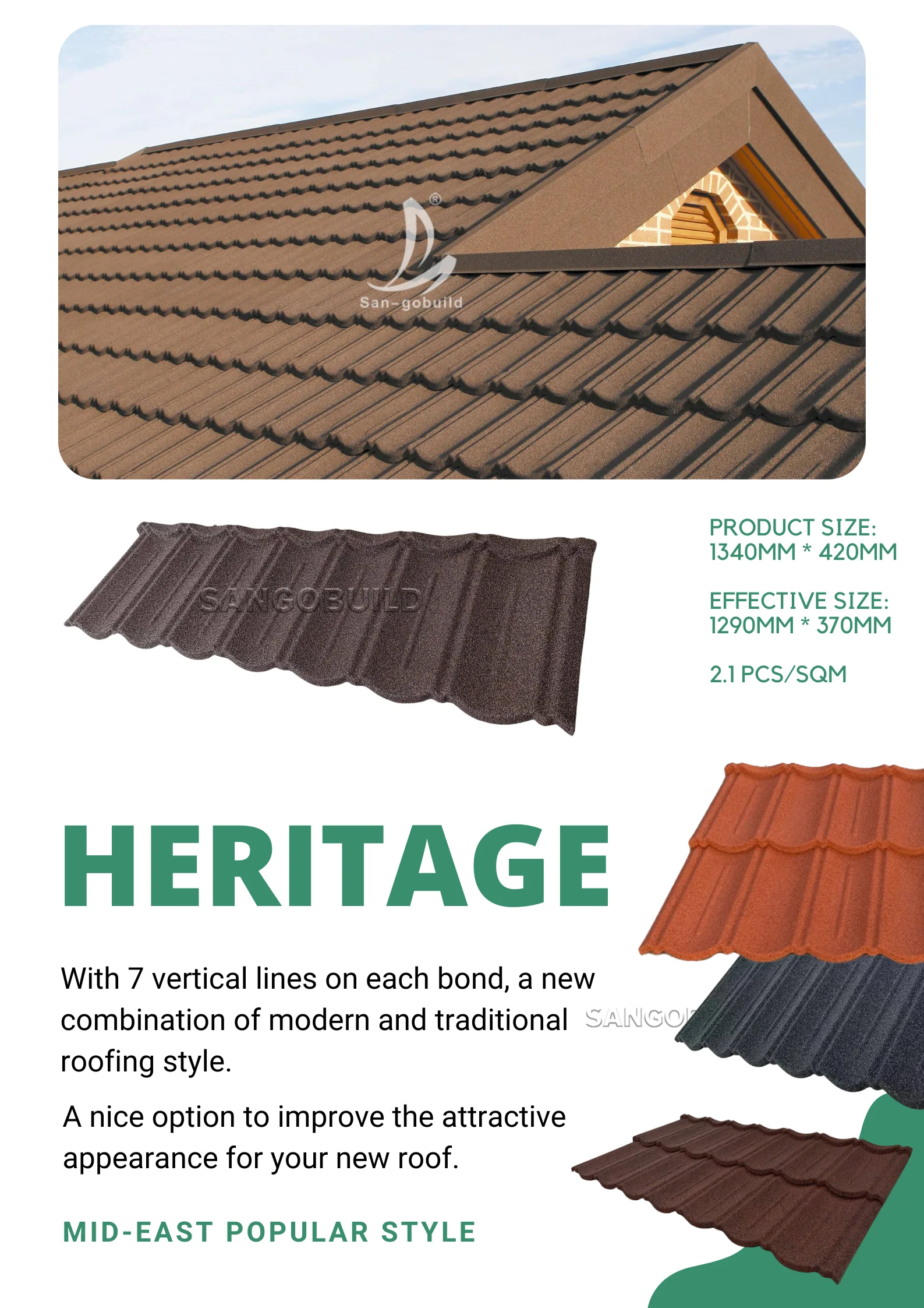 Sangobuild Villa Rooftop Design India Stone Coated Metal Roof Tiles ...