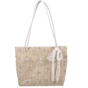 Women Large Wholesale Summer Beach Natural Woven Straw Tote Bag