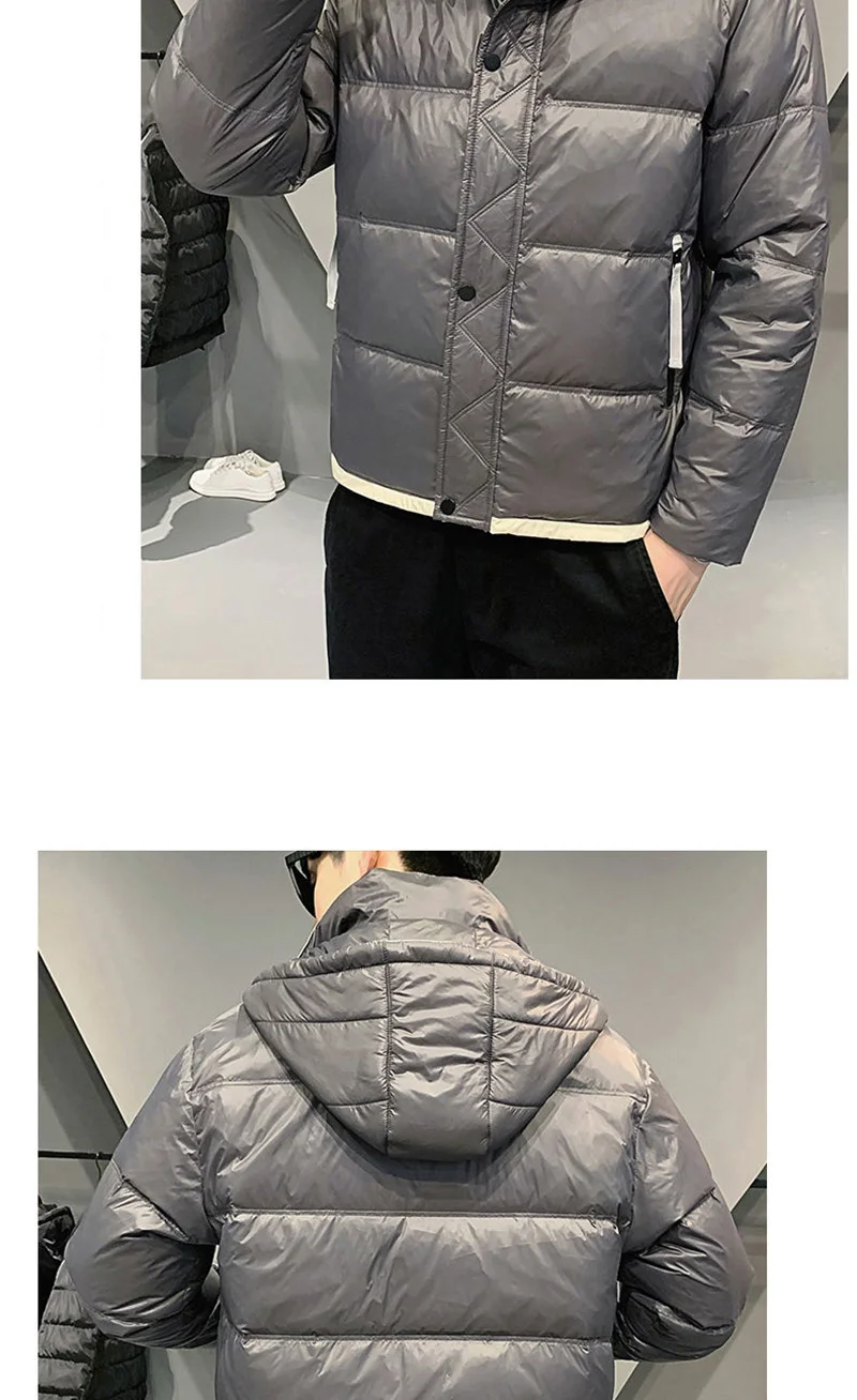 2024 Men's Winter New Light Thin White Duck Coats Male Warm Puffer Hooded Jackets Men Solid Color Down Outerwear H398_voghion.com