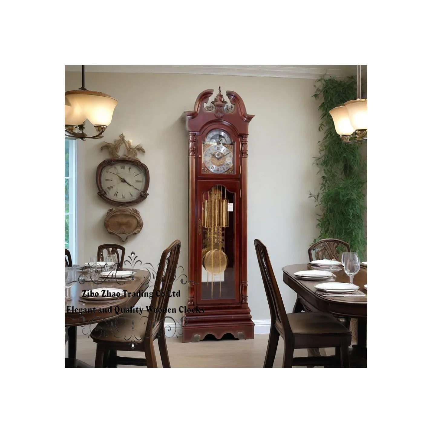 Grandfather Clock the Cable-driven, Triple Chime Kieninger Movement Plays Westminster, St. Michael, and Whittington Chimes