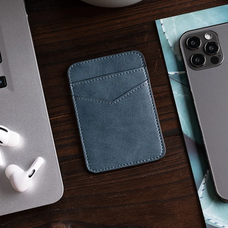 Guangzhou Bulk Cheap Custom Genuine Leather Mobile Phone Card Holder Stick on Wallets Cell Phone Wallet