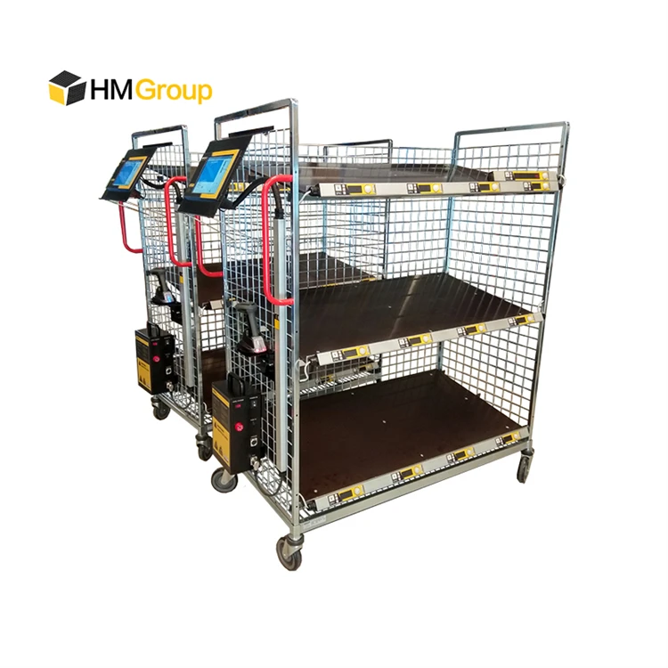Multi Tier Rolling Portable Strong Large Strong Warehouse Trolley Industrial Order Picking Carts  with Ladder