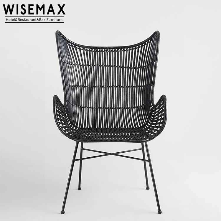 WISEAMX High Quality Wicker Rattan Living Room Leisure Metal Indonesia Rattan Chair Outdoor Chair Fashion Luxury Hotel Furniture