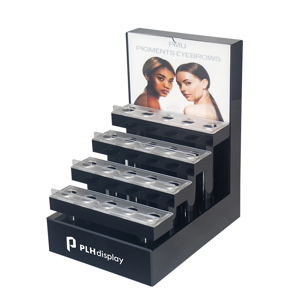 Premium Large-Capacity Countertop Lipgloss Display Stand With Built-In Soft LED Lighting Cosmetics Lipstick Display Rack