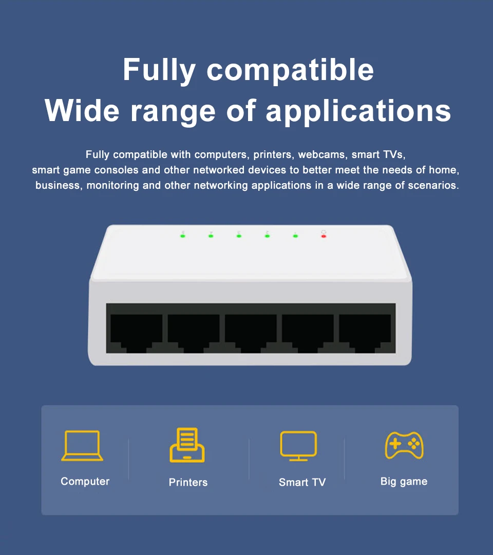 High Quality KuWFi New Switch Network 24V Power 100m Transmission Distance 5port 100Mbps Desktop Network Switch