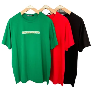 Wholesale heavyweight oversize T-shirt fashion trend retro o- neck top stretch bright-color plain oversize young men's t-shirt