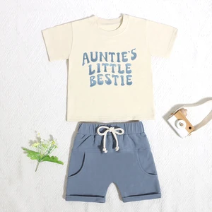 Professional Made Baby Crew Neck Short Sleeve Set Summer Elastic Waistband Short Pant Kid Sportswear Girls Cloth