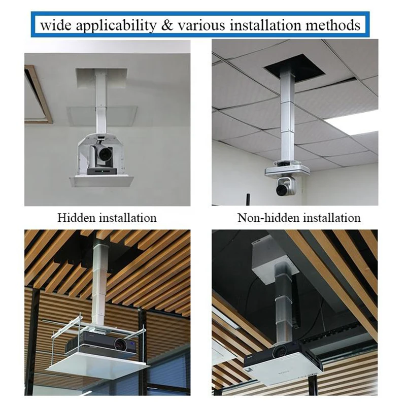 JGST Stock Electric Control Height Adjustabletelescoping Motorised Hidden Ceiling Recessed Projector Camera Mount Lift