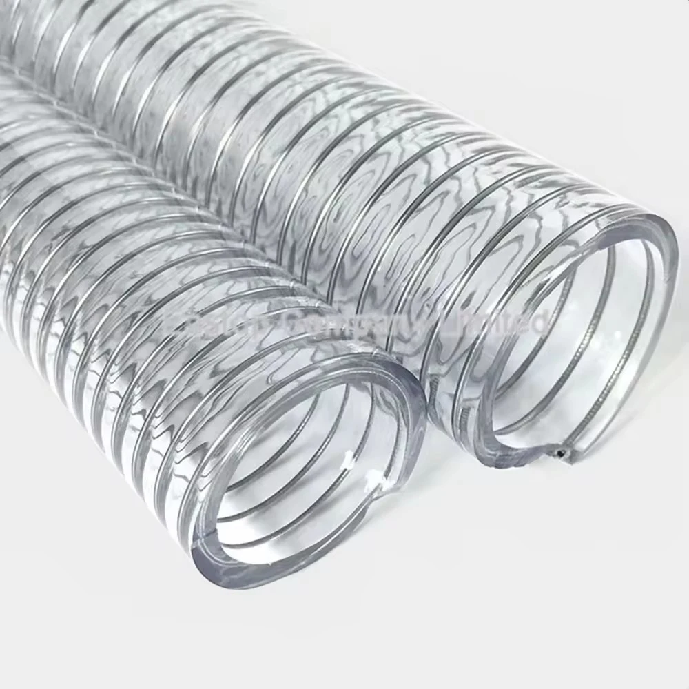 FLEKSIBEL Gennemsigtig PVC SPIRAL Jerntråd FORSTERKET SLANG RØR MED SPRING TIL SUCTION AF VAND FLUID STØV GRUPE