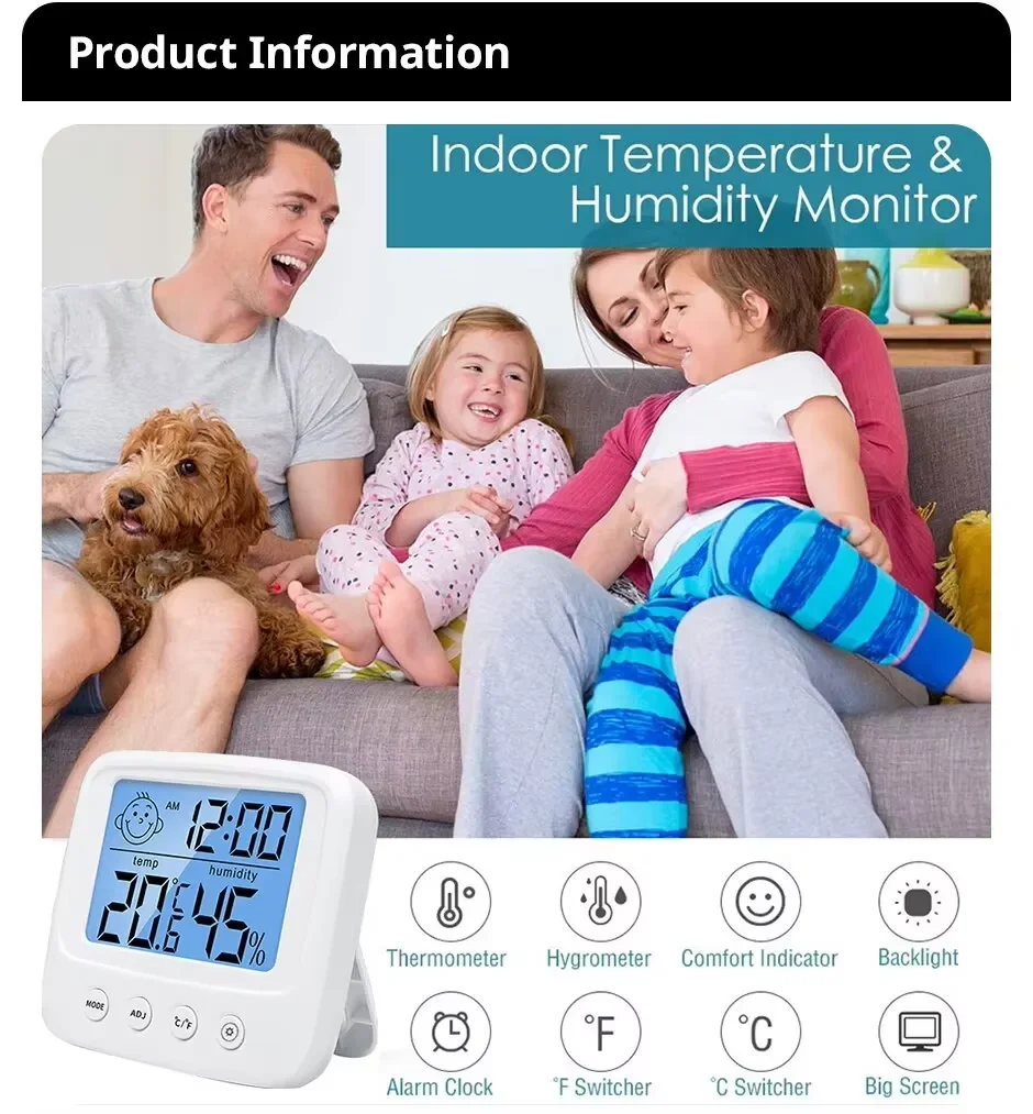 Wholesale New Lcd Digital Temperature Baby Room Humidity Meter Backlight Home Indoor Electronic Hygrometer Thermometer