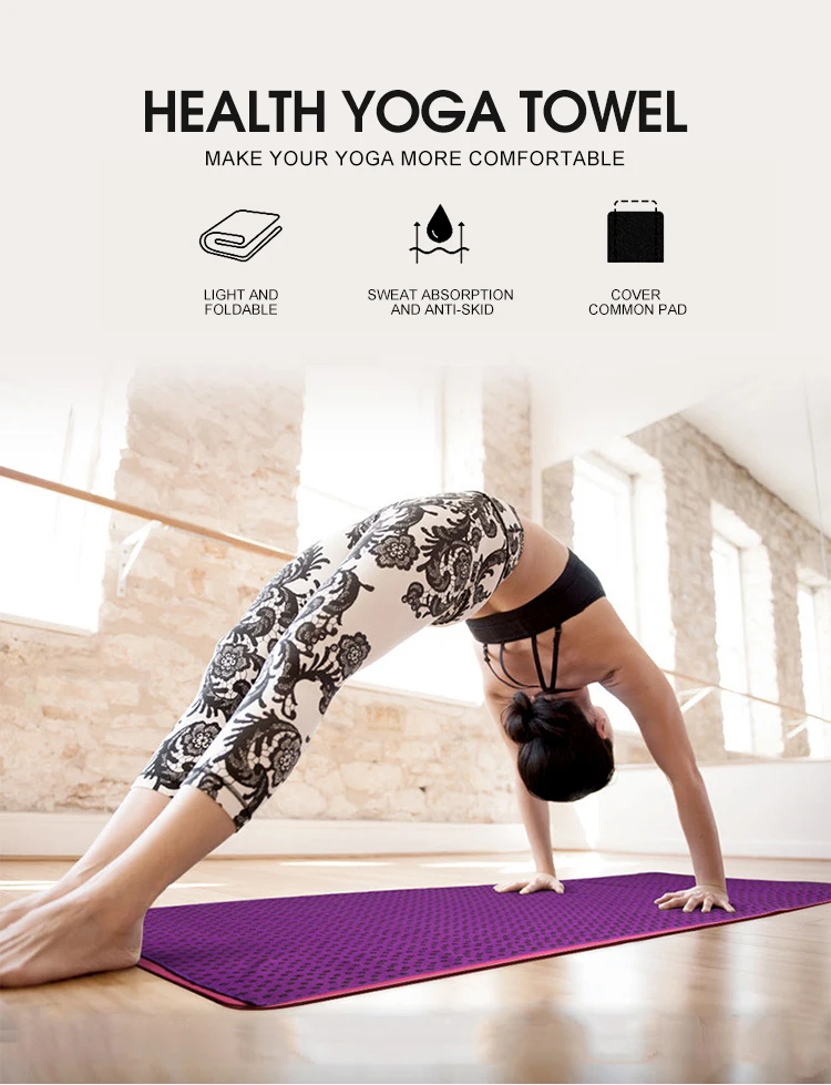 Wholesale 6-Color Non-Slip Microfiber Yoga Mat Fitness Gym Towel Back Flower Dot Design Outdoor Sports Polyester Material Custom factory