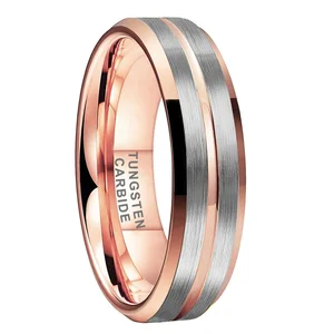 Coolstyle Jewelry 6mm Wholesale Silver Brushed Top Rose Gold Plated Tungsten Ring for Men Women Fashion Engagement Wedding Band