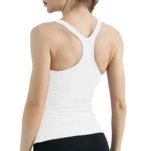TOPKO 2023 Women's New Nude Yoga Top Vest With Chest Pad Beautiful Back Tight Long Fitness Sports Underwear