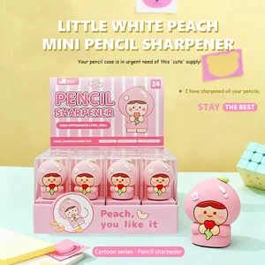 Kawaii Mini Little White Peach Pencil Sharpener - Cute Doll-Shaped Stationery, Hot-Selling on AliExpress