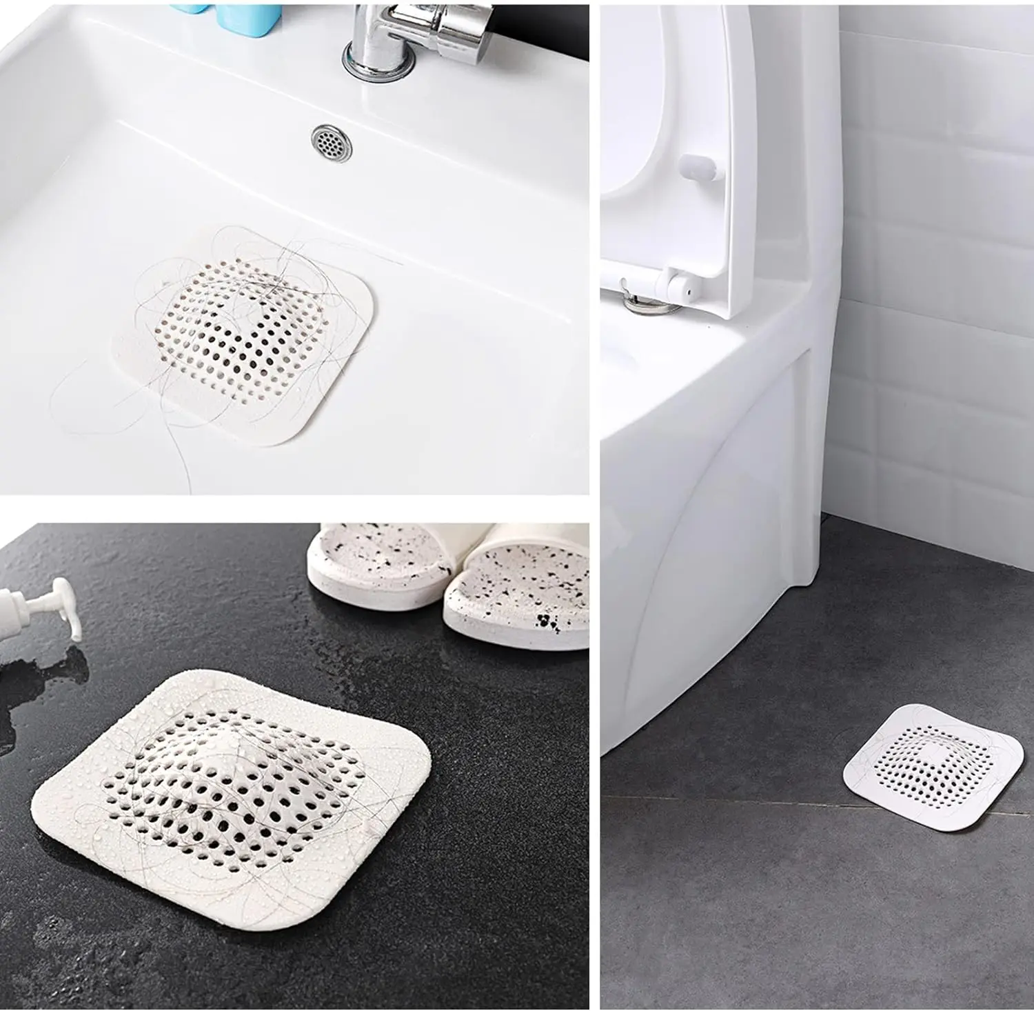 Durable Silicone Wool Plug Shower Drain Cover Bathtub Drain Protector Hair Receiver Kitchen Sink Screen Suction Cup