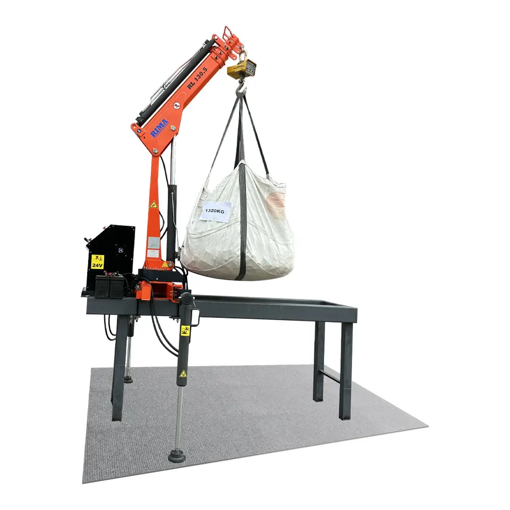 High Quality 1.3ton 12v Telescopic Mini Pickup Truck Crane for Truck