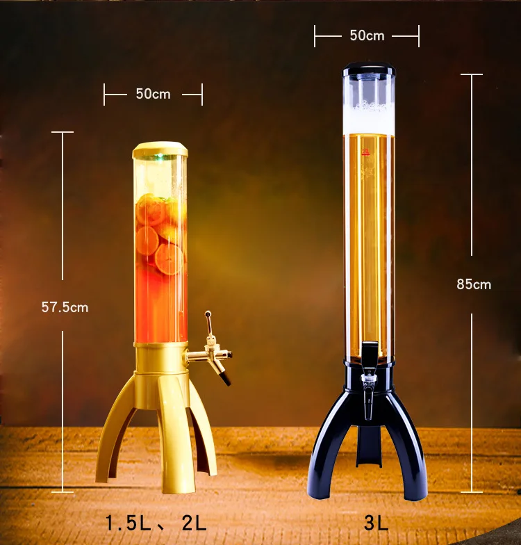 Hot Sales 1.5L and 3L bar Pub Draft 3 Taps Drink Beer Dispenser Tower