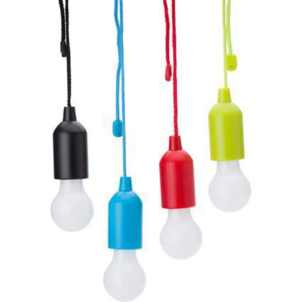 Colorful LED Hanging Lamp Bulb Portable Drawstring Retro Lighting Home Tent Camping Light Pull Cord Led Bulb Battery Powered