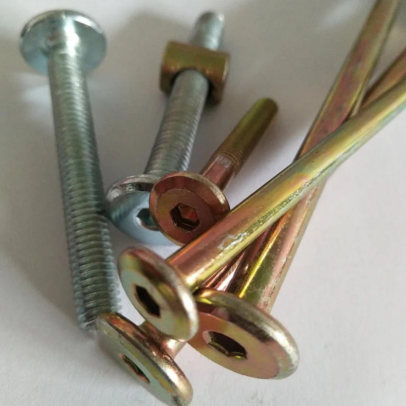 M4 M6 M8 Hex Flat Head Bed Bolt And Cross Dowel Barrel Nut For Wood