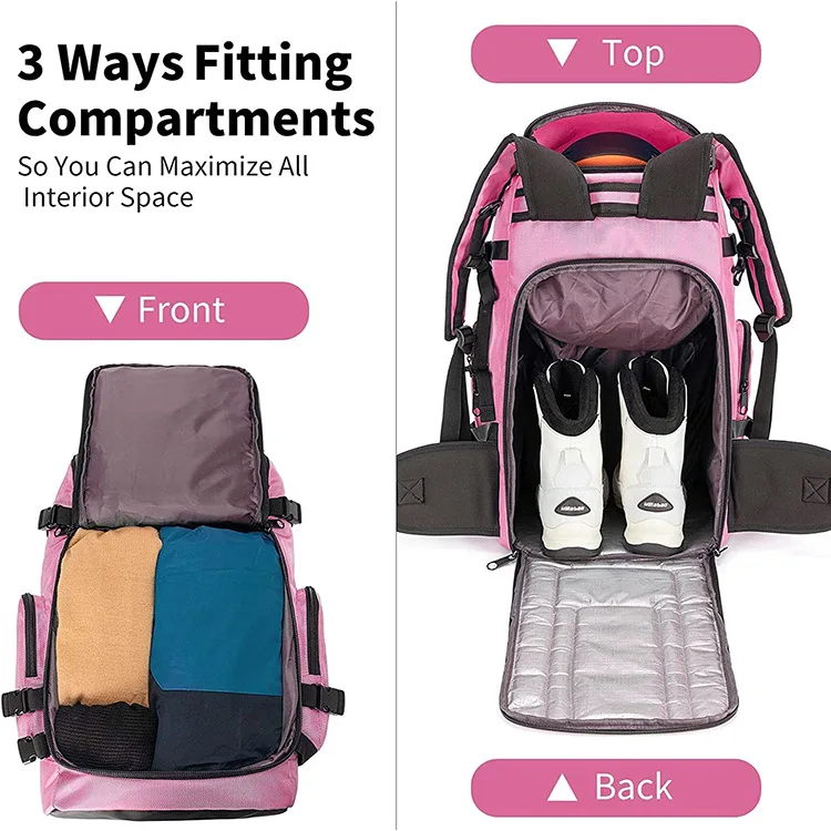Zaino Porta Sci E Scarponi Qiaoqii, Capacità 50L, Impermeabile, Nylon 600D, Compatibile Con Casco E Occhiali, 50x29x31 Cm