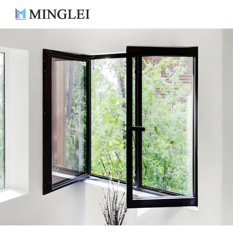 Soundproof Triple Glazed Insulated Aluminum Glass Casement windows Design Energy Efficiency Aluminum Window