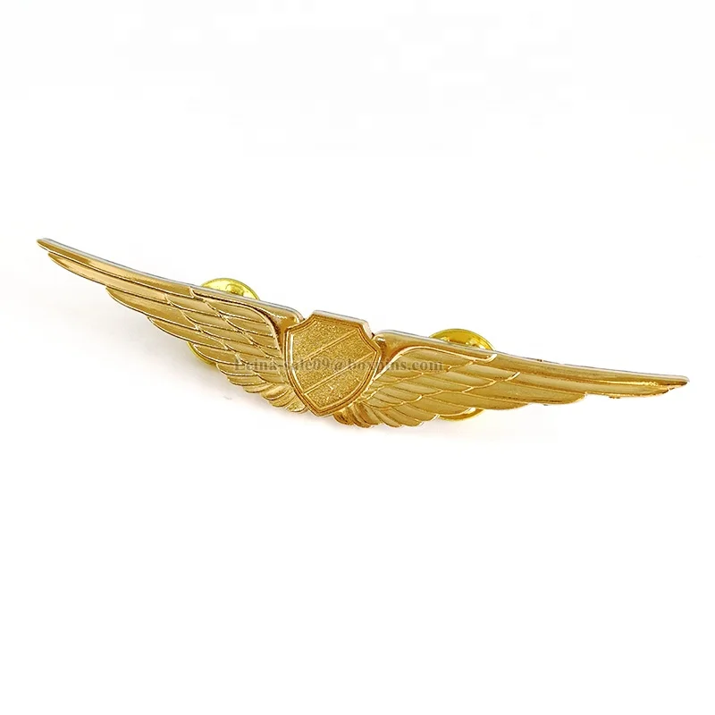 Factory Custom Golden Double wings Lapel Pin wings Badge for Souvenir Gifts