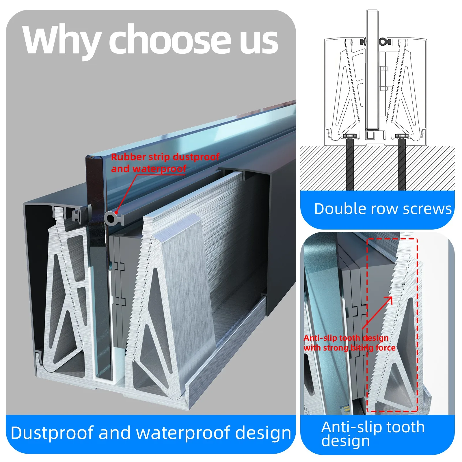 Outdoor Aluminum U Channel Frameless Glass Balcony Railing F108 Locking Balustrade System