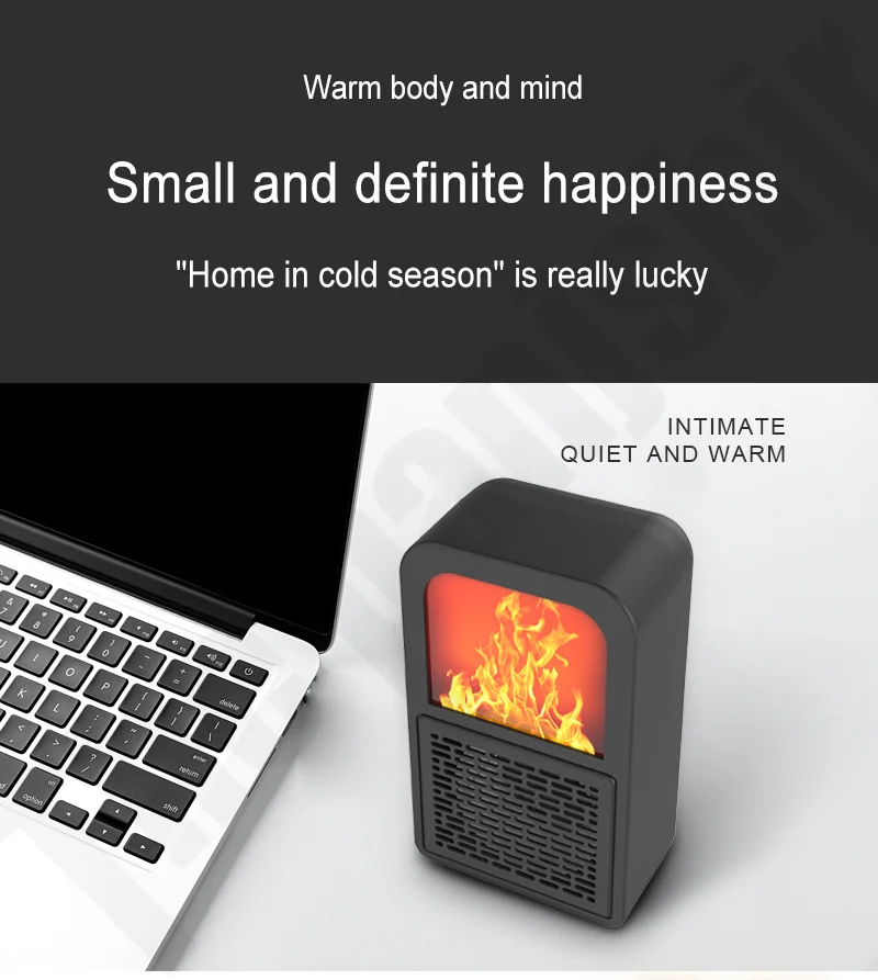 3d Simulation Flame Household Electric Heater Office Desktop Mini