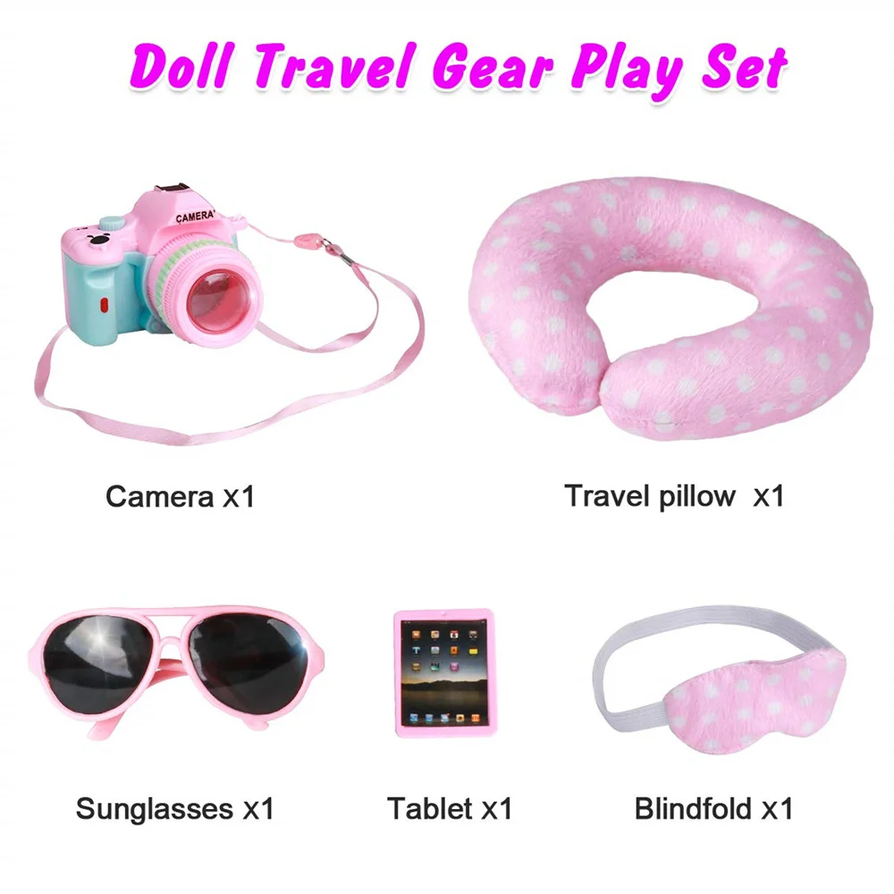 18 Inch Doll Accessories With Carry On Suitcase Luggage Gear Doll