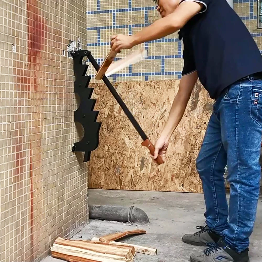 Jeanoko Divisor de leña de madera montado en la pared portátil de acero de  alto carbono Cortador de madera de fuego manual para leña Divisor de leña