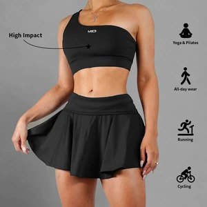 High Quality One-Shoulder Sports Bra Women's Tennis Skirts Fitness Workout Sets for Women