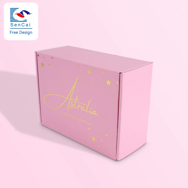 Hot Sale Custom Pink Color High Quality Paper Corrugated Shipping Box With Your Logo factory