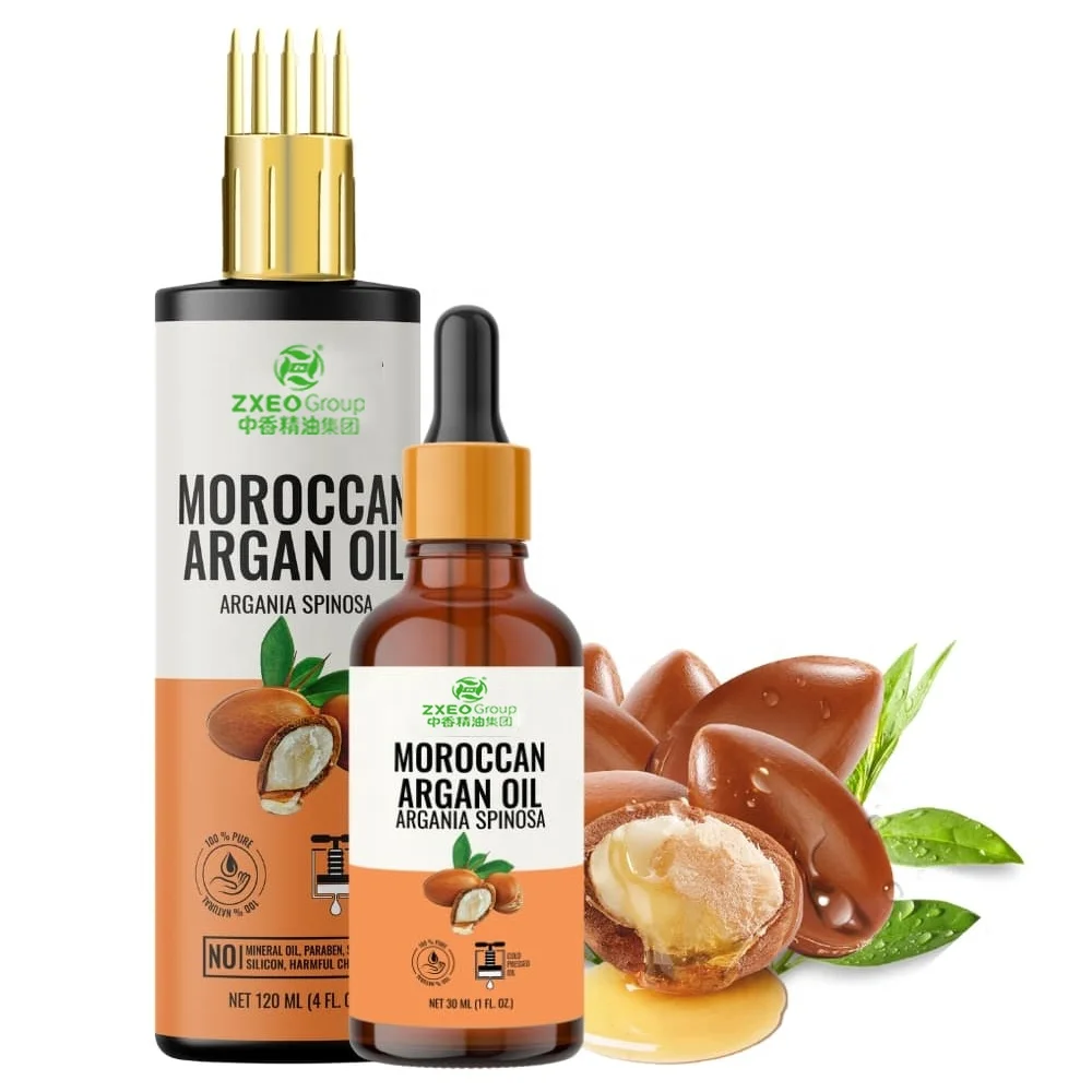 100% Organic Cold Pressed Moroccan Argan Oil for Hair Body Cream Face Lotion Massage Skin Care Hair Protect Bulk Essential Oil