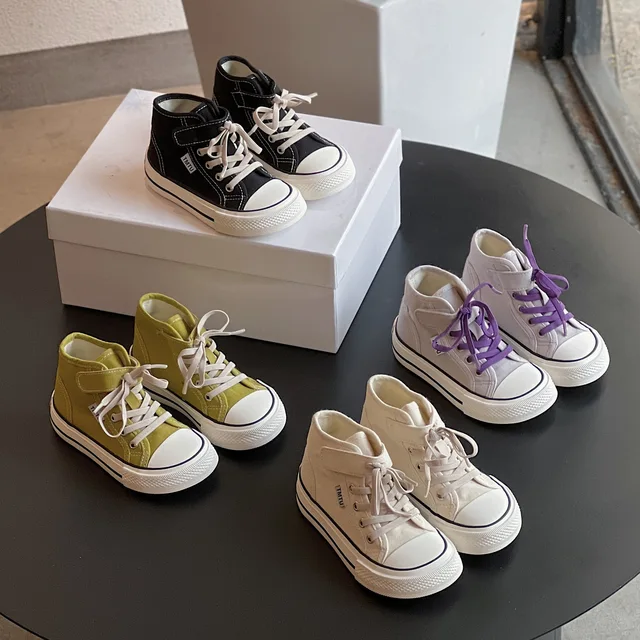 2024 Autumn New arrival Wholesale  Children Walking Style Girls and Boys School Shoes Kids Black White  Casual Canvas Shoes