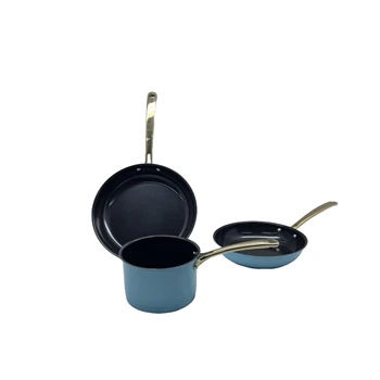 Kitchen 304 Stainless Steel Frying Pan Delicate Blue Cookware Set Non-Stick