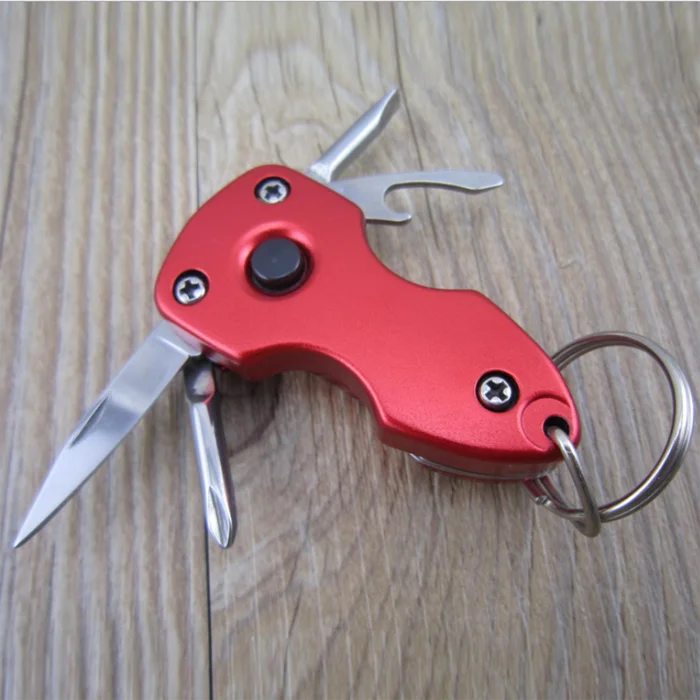 Battery Included Compact 7-function Tool with Bright LED Light On/off Power Switch and Metal Split Key Ring with Aluminium Case