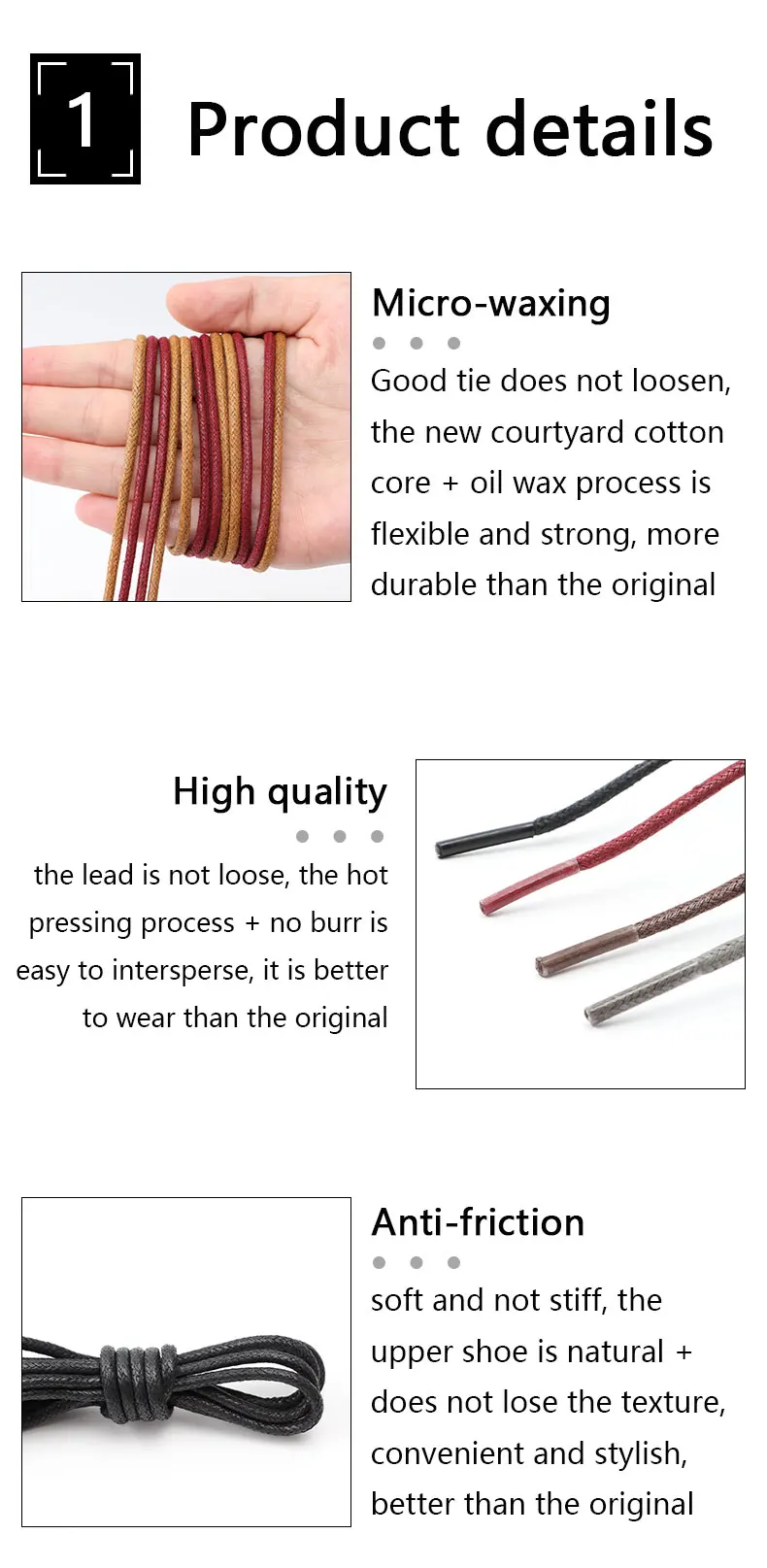 Factory Hot Custom Fashion High Quality Round Waxed Shoelaces 3mm Wide